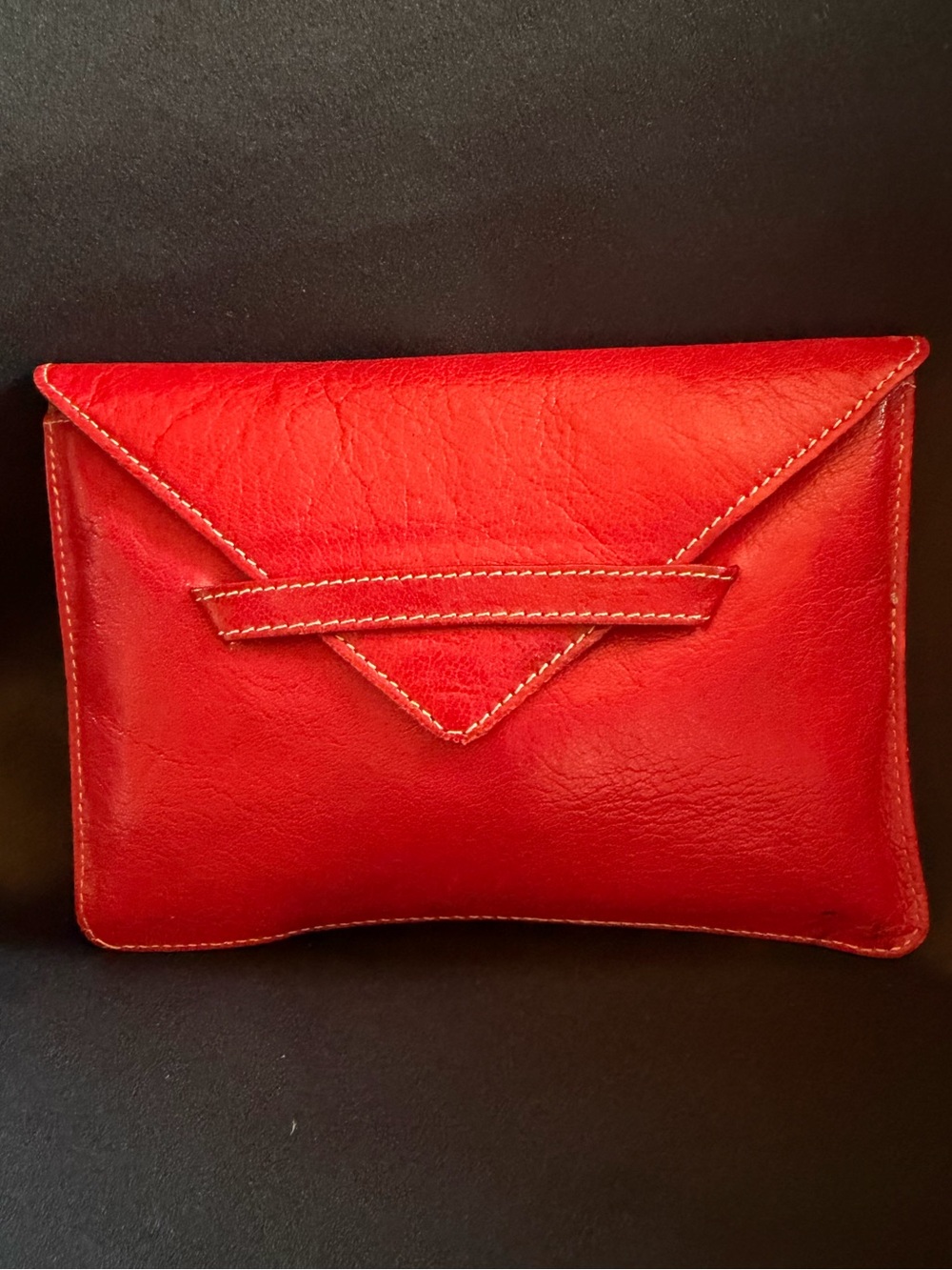 🏷️ Tusk Red Leather Wallet Clutch Envelope Slim Organizer